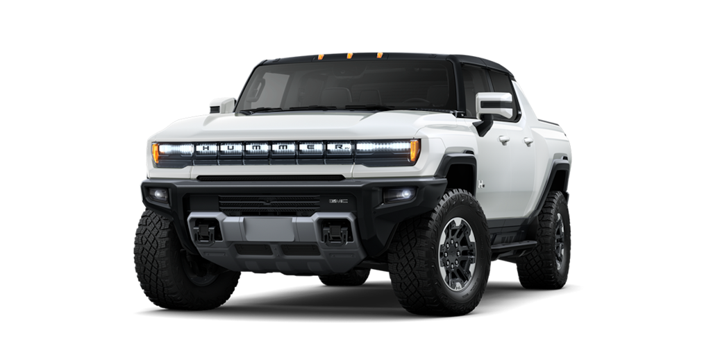 Pickup de lujo GMC hummer EV en color interstellar white